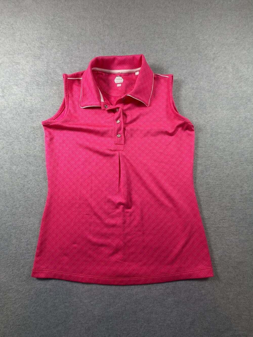 Bollé Tech Women's Pink Jacquard Sleeveless Golf Polo Shirt